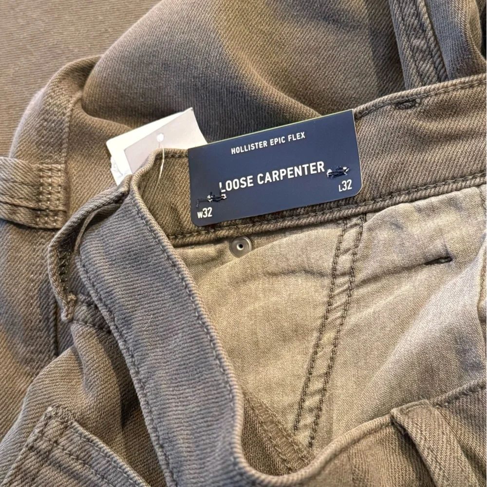 Hollister Brown Epic Flex Loose Fit Carpenter Utility Jeans NWT Size 32x32